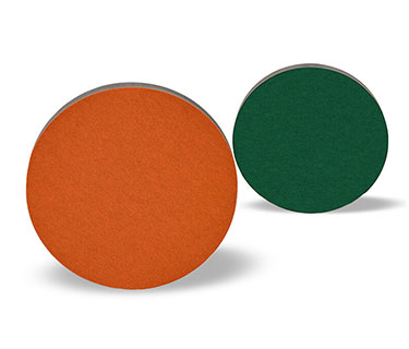 Ljudabsorbent med filtyta SH006round Staplade ljudabsorbenter med filtyta i olika färger