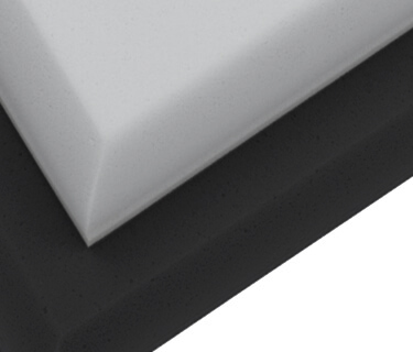 Staplad ljudabsorbent med rundade kanter och brandskyddsklass DIN 4102 B1 / C-s2, d0 enligt DIN EN 13501