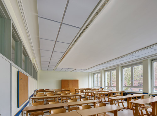 Oönskad efterklang i klassrummet Ett klassrum utan ljudisolering har mycket efterklang och dålig akustik.