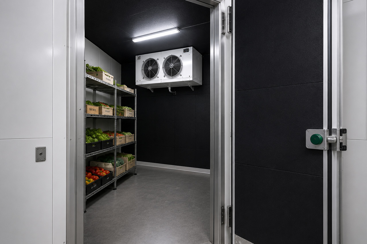 Industriellt kylrum med aixFOAM Technics-isolering