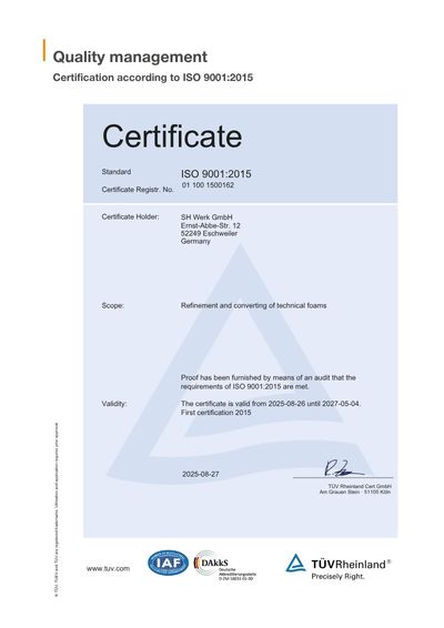 Förhandsvisning av certifikat för kvalitetsledning